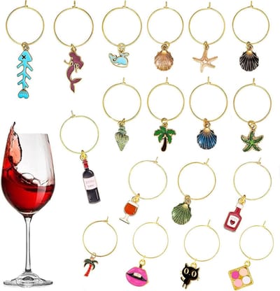 Herbruikbare Wijn Glas Markers - 18 Stuks RVS Wijn Marker voor Feestjes en Evenementen, Perfecte Identificatie voor Wijnglazen