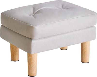 Stijlvolle Petit Pouf Ottoman met Rembourré Zitting, Multifunctioneel Repose-Pieds en Tabouret voor Woonkamer, Slaapkamer en Hal - 40×29×32CM Grijs