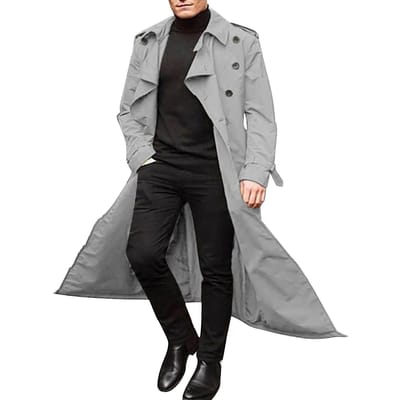 Middellange Windjack voor Heren Lange Windjack voor Heren Windjack Casual Bovenkleding Herenriem M gray