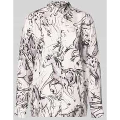 Regular fit overhemdblouse van viscose in all-over look