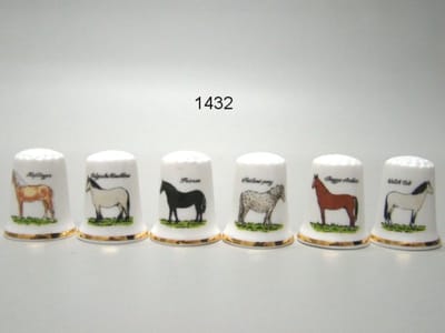 Geharo Vingerhoedjes Paarden – Set van 6 – Porselein – Landelijk Design – Verzamelobject