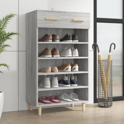 vidaXL - Schoenenkast - 60x35x105 - cm - bewerkt - hout - grijs - sonoma - eikenkleur