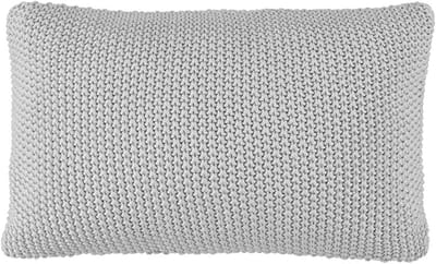 Sierkussen Nordic Knit Effen Biologisch Katoen Zilver 30x60
