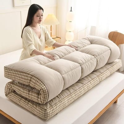 Japanse Futon Matras - Opvouwbaar Matras Vloerbed - Comfortabel Slapen - Gevuld met Katoen en Sojavezel - 180x200cm - Bruin