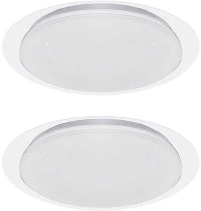 LED plafondlamp dimbaar met afstandsbediening keukenlamp sterrenhemel effect, nachtlamp timer, 40W 2800lm warm wit-koud wit, DxH 46,5 x 7,5 cm, set van 2