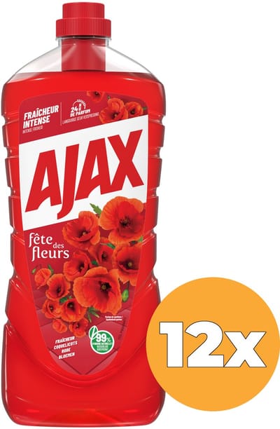 12x Ajax Allesreiniger Fete Des Fleurs Rode Bloemen (12 x 1250 ml)