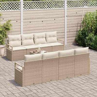vidaXL - Bankstel - 7 - st - 6-Aantal - zitplaatsen - Beige - en - Crème - poly - rattan
