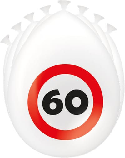 Latex ballonnen verkeersbord - leeftijd 60 - 8 stuks - 30cm