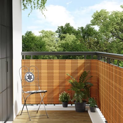 vidaXL Balkonscherm - Balkonschermen - Scherm - Privacyscherm - Balkonscherm 300x100 cm poly rattan lichtbruin