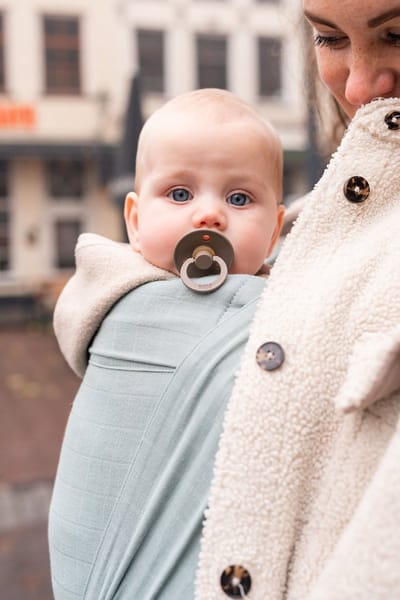 ByKay MyKay - draagdoek newborn - geschikt voor prematuren - tot 10 kg - broekmaat 44 tot 74 - hydrofiel - Minty Grey