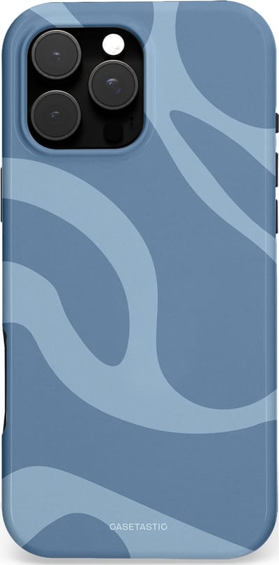 Casetastic Hoesje Geschikt voor Apple iPhone 16 Pro Max Magsafe - Stijlvolle Beschermende Duo-layer Case - Blauwe Water Golven