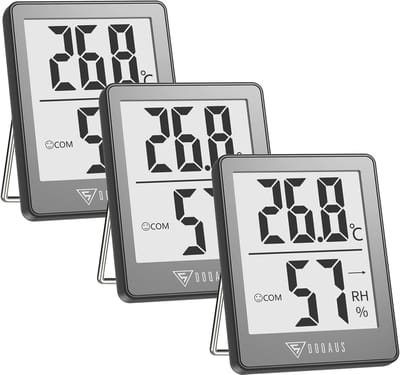 Digitale Thermo-Hygrometer Binnen - Temperatuur & Vochtigheidsmeter met Smiley Indicator - Hoge Nauwkeurigheid (Set van 3)