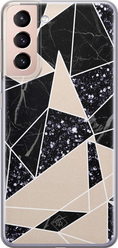 Casimoda® hoesje - Geschikt voor Samsung S21 Plus - Abstract Painted - Backcover - Siliconen/TPU - Zwart