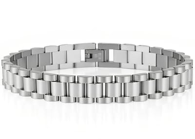 Heren Armband Presidential - Horlogeband Stijl - Zilver kleurig - Staal - 10mm - Schakelarmband - Armbanden - Papa Cadeau Voor Mannen - Vaderdag