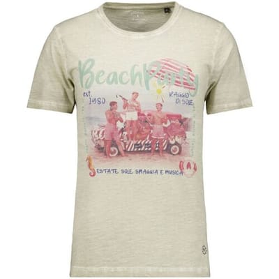Ragman T-Shirt Beach Party Graphic Jersey Crew Neck Licht Grijs / male