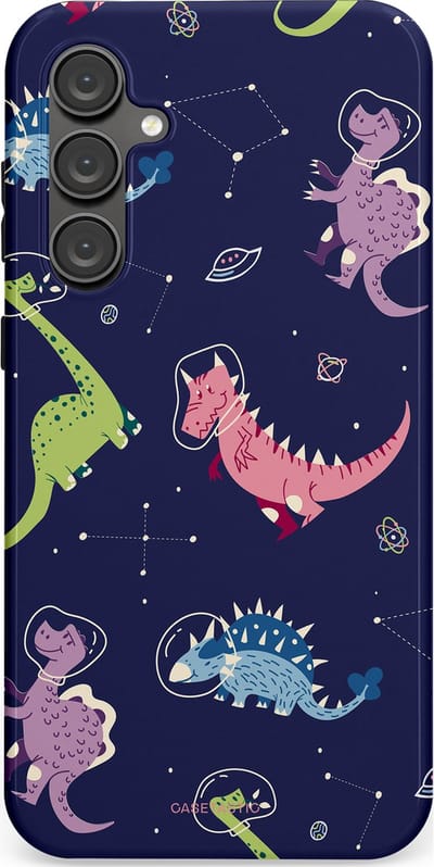 Casetastic hoesje geschikt voor Samsung Galaxy S23 FE - Dubbellaagse bescherming - Rex in de ruimte - Fashion Case - Donkerblauw Donkergrijs