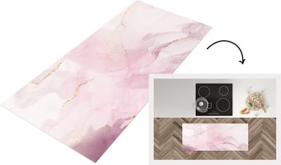 Keukenloper - Loper keuken - Marmer - Goud - Lijn - 120x50 cm - Keukenloper vinyl