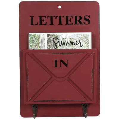 Houten Brievenbus Brievenrek Sleutelhouder Wandopslag Creatieve Huisdecoratie met Haak Hanger Type 1 brown