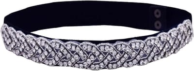 Elegante Bruidsriem met Kristallen, Brede Tailleband voor Dames, Satijnen Sjerp voor Trouwen, Zwart, 68 x 2.5 cm, Perfect voor Bruidsmode en Feestkleding