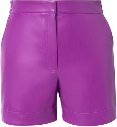 Ulla Popken - Dames - Short leerlook wijde pijpen comfortabele tailleband - Braambes - Maat 42+