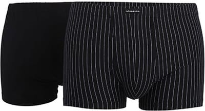 Gotzburg heren boxer normale lengte (2-pack) - zwart en zwart-wit gestreept