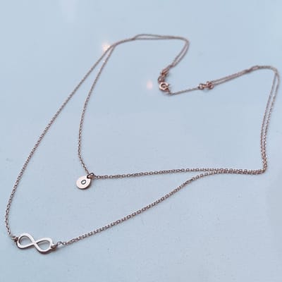 Layer ketting | collier | infinity | zirkonia | AG925 | Rosekleurig