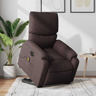 vidaXL - Sta-op-massagestoel - elektrisch - verstelbaar - stof - donkerbruin