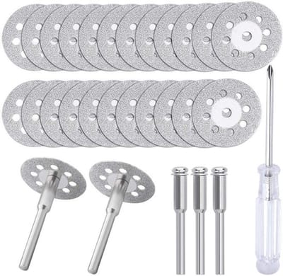 Doorslijpschijven (22 mm) 25 stuks met 402 doorn (3 mm) 5 stuks en schroevendraaier Geschikt voor roterende gereedschappen