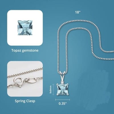 Natuurlijke Hemelsblauwe Topaas Hanger 925 Sterling Zilveren Ketting Voor Vrouwen 9*9mm Dames Hanger Ketting Meisje Verjaardagscadeau Groothandel blue