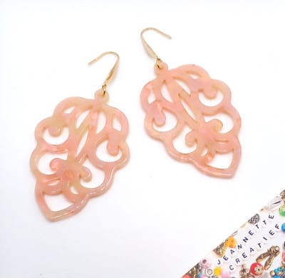 Jeannette-Creatief® - Resin - Barok Peach Pink Gold - Oorbellen Dames - NIEUW - Resin Oorbellen - Perzik - Peach - Oorbellen Peach