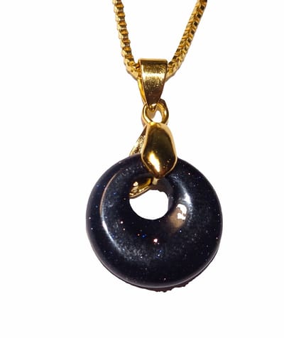 Goudsteen Blauw Mini Donut Hanger Verguld