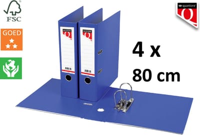 4 x Ordner Quantore - A4 - 80mm breed - PP kunststof - blauw