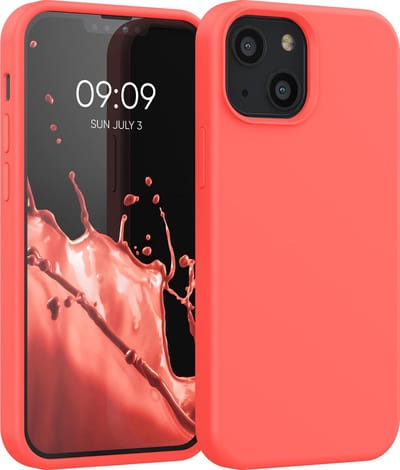 kwmobile telefoonhoesje geschikt voor Apple iPhone 13 mini - Hoesje met siliconen coating - Smartphone case in levendig koraal