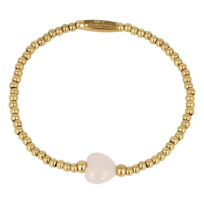 My Bendel - Elastische Armband met Rose Quartz Hartenbedel - Armband met Edelstenen Hart • Rose Quartz - met Luxe Cadeauverpakking | Sieraden Voor Dames