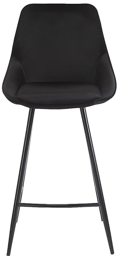 Vente-unique Set van 2 barkrukken MASURIE - Velours - Zwart L 48 cm x H 99 cm x D 51 cm