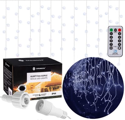 Springos IJspegel Verlichting Buiten | IJspegel Verlichting | Kerstverlichting Buiten | 20 m + 2.5 m Snoer | Connectable | Inclusief Afstandsbediening | 500 LED | Koel Wit