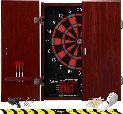 Elektronisch dartbord - Dartspel - Huiselijke Competitie - Geïntegreerde Kast - 394 cm - Zwart