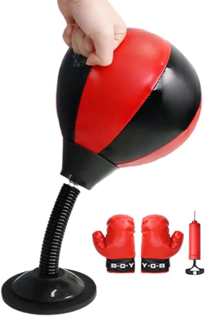 Opblaasbare Bokszak - Desktop Bokszak - Stress Verlichten - Sterke Zuignap Bevestiging - 17 x 41 cm