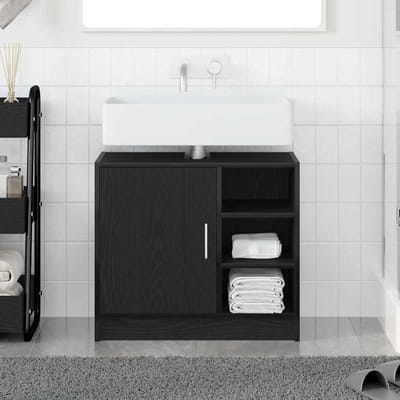 vidaXL - Badkamerkast - Zwart - Eiken - 63 - x - 29 - x - 55 - cm - Bewerkt - hout