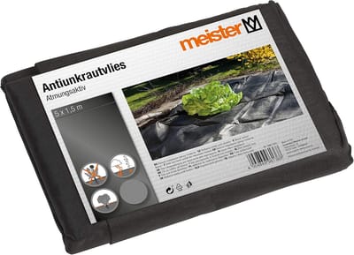 Onkruiddoek 5 x 1,5 m - 30 g/m² - zwart - voorkomt onkruidgroei, slaat warmte en vocht op