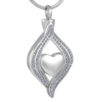 Aramat Jewels | Gedenkhangers | Stalen Ashanger Druppel | Druppel-Zilverkleur-Transparant-4.5x2cm | |20mm | Staal | Volwassenen | Verkleurd niet