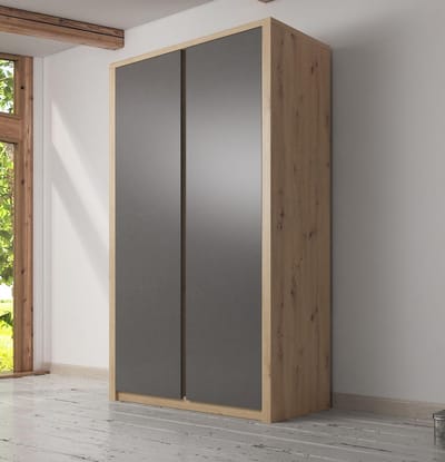 Meubella - Kledingkast Melody - Grijs - Eiken - 90 cm