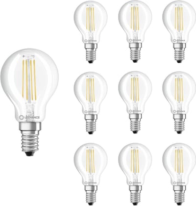 Ledvance LED Filament Kogellamp E14 - 4W 470lm 2700K 230V - Ø45mm - 10 stuks - Geschikt voor kroonluchters, woonkamer, eetkamerlampen - 10 stuks