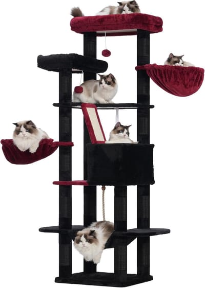 Hoge Krabpaal voor Katten 173 cm met Meerdere Verdiepingen, Platforms en Manden