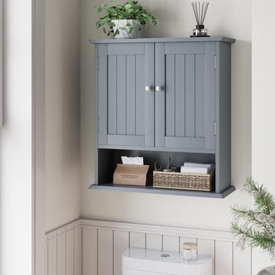 Badkamermeubel - MUVOE - Wandrek - Waterdicht MDF - 54,6L x 19,8B x 60H cm - Grijs grijs