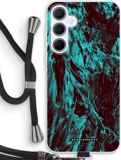 Case Company® - Hoesje met koord geschikt voor Samsung Galaxy A35 hoesje met Koord - Ice Age - Telefoonhoesje met Zwart Koord - Bescherming aan alle Kanten en Over de Schermrand