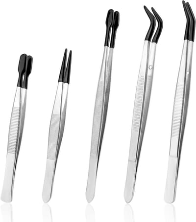 Rubber Point Tweezer Set - Precisie Tweezer Handwerk Tweezer - Fijne Werkzaamheden - Anti-statische Rubber Tips - 5 Stuks