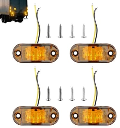 4pcs LED Zijmarkerlichten - 12/24V - Gele Zijlamp - Universele Positielichten voor Truck - Trailer - Van - Caravan - Bus - Boot - Auto - Voor- en Achterlichten
