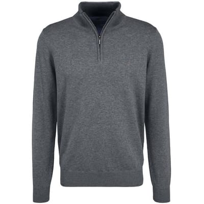 Fynch-Hatton Trui Troyer Zip Superfine Cotton Steel / male