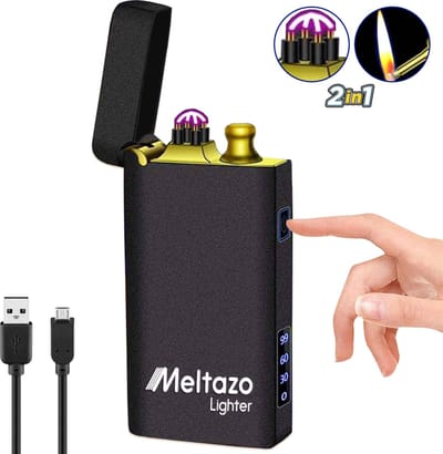 MELTAZO Aansteker, 2-in-1 Aansteker Elektrisch, Electric Lighter, Aansteker Elektrisch USB-C, Aansteker USB Oplaadbaar, Aansteker Windproof Elektrisch, Elektronische Aansteker, Plasma Aansteker, Elektrische Aansteker, 2-in-1 Aansteker Luxe voor Alles